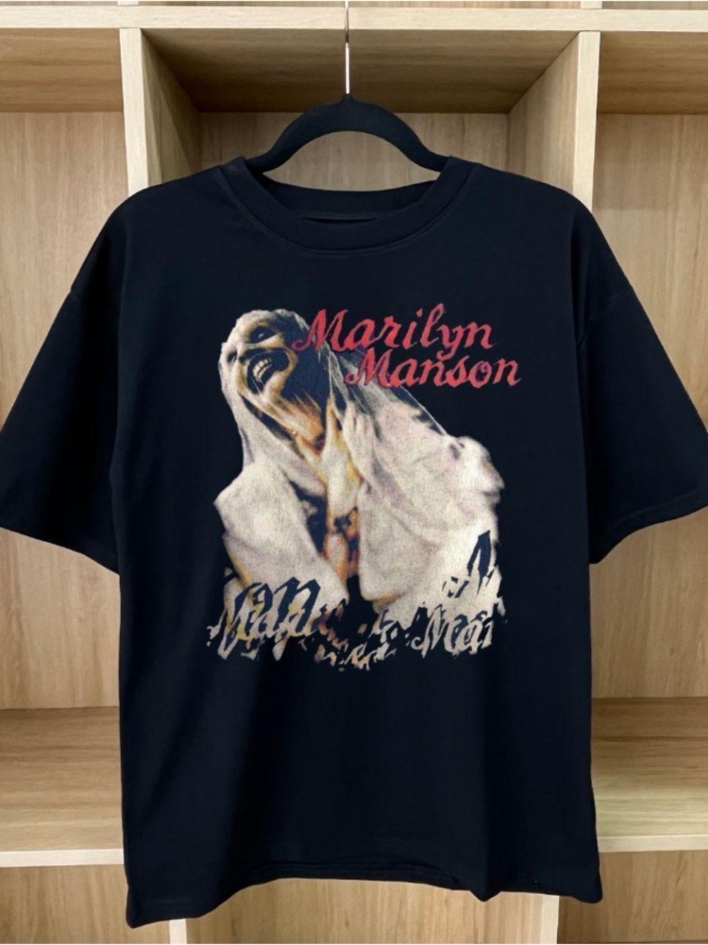 Marilyn Manson's "White Cloak" Thriller Portrait Black T-shirt